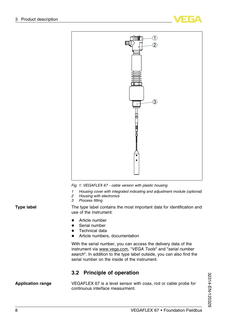 2 principle of operation | VEGA VEGAFLEX 67 (-200…+400°C) Foundation Fieldbus User Manual | Page 8 / 64