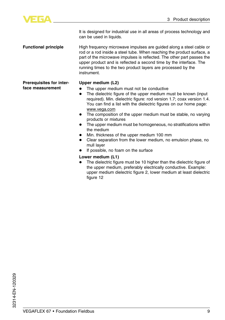 VEGA VEGAFLEX 67 (-200…+400°C) Foundation Fieldbus User Manual | Page 9 / 64