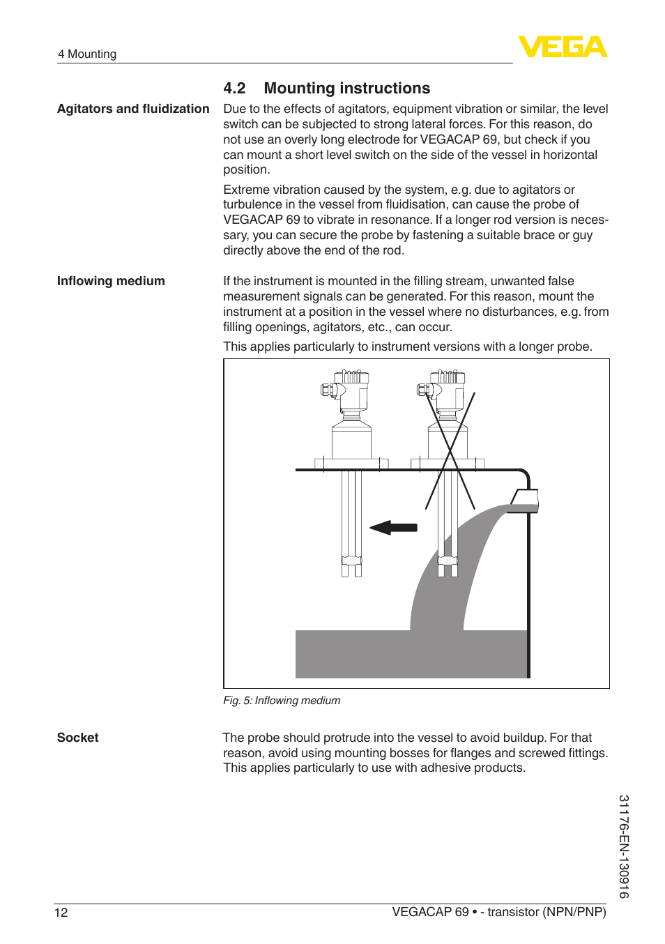 2 mounting instructions | VEGA VEGACAP 69 - transistor (NPN_PNP) User Manual | Page 12 / 36