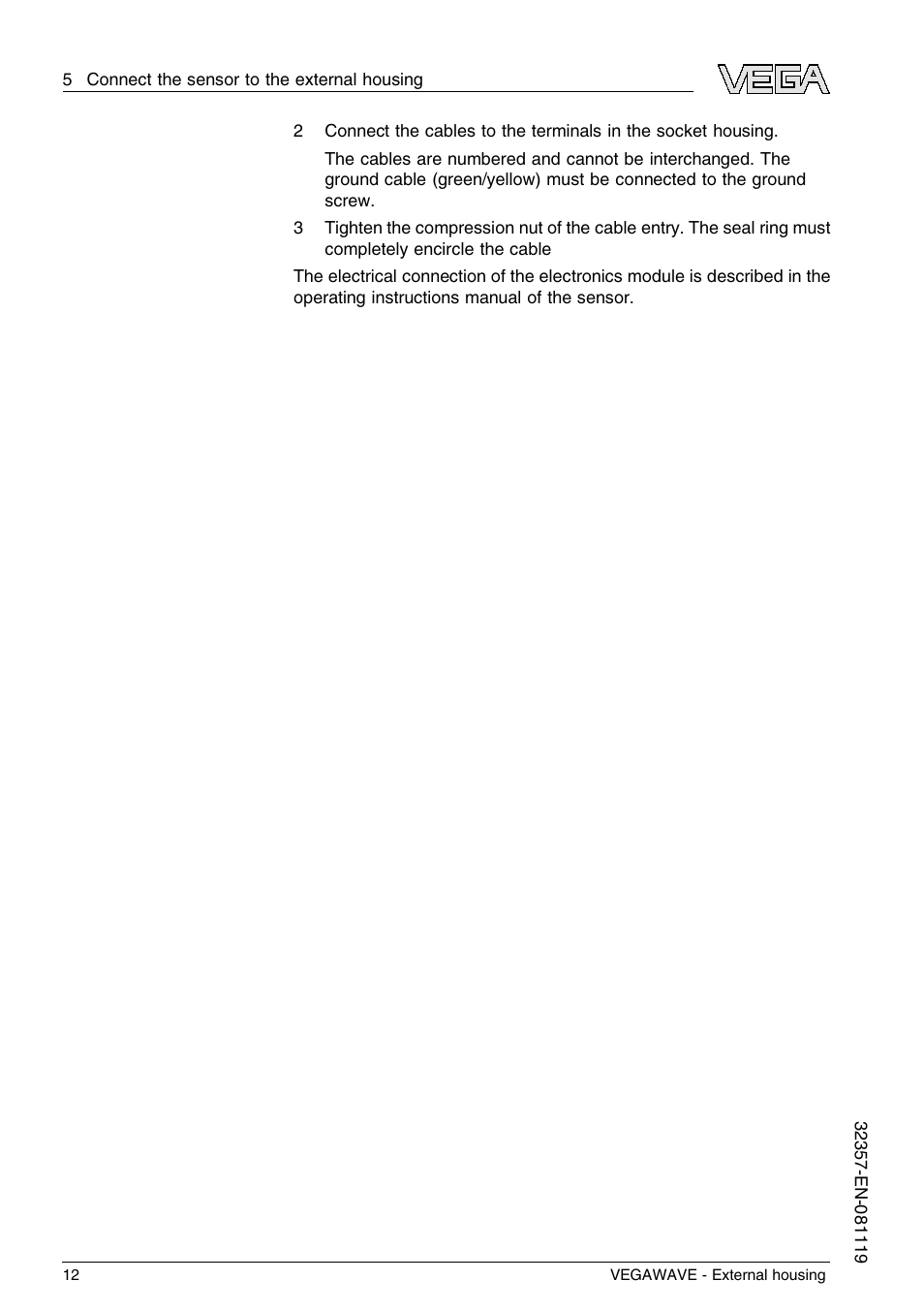 VEGA VEGAWAVE - External housing User Manual | Page 12 / 20