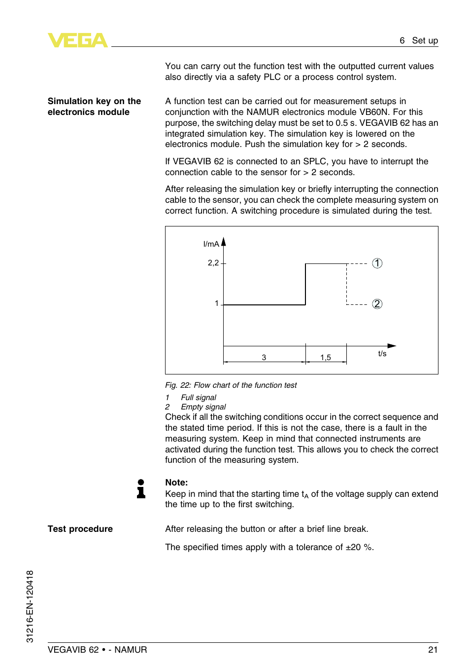 VEGA VEGAVIB 62 - NAMUR User Manual | Page 21 / 36
