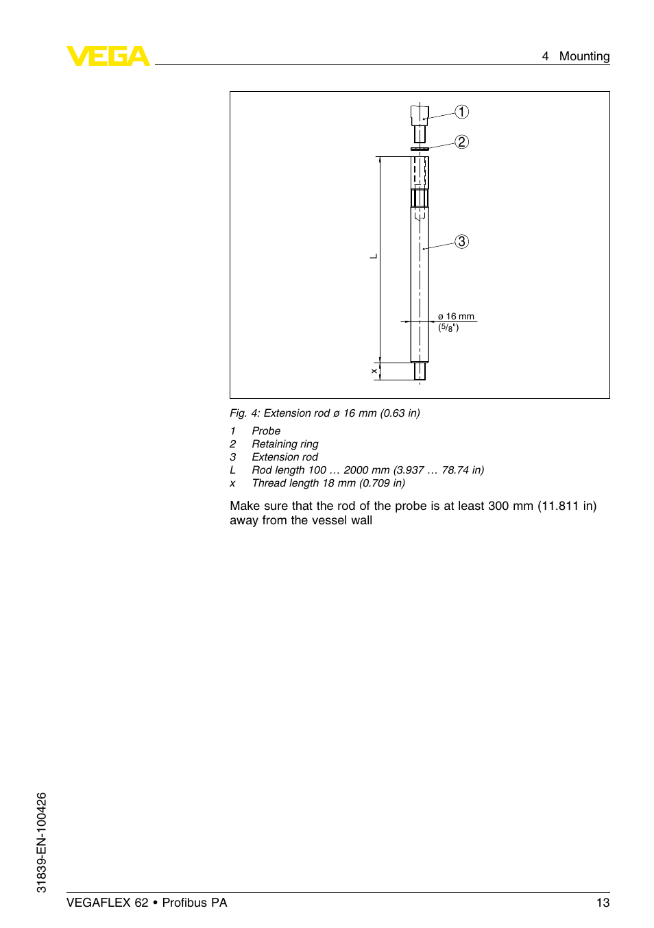 VEGA VEGAFLEX 62 Profibus PA User Manual | Page 13 / 64