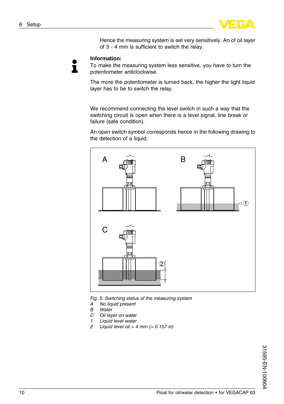 VEGA Float for oil_water detection for for VEGACAP 63 User Manual | Page 10 / 16