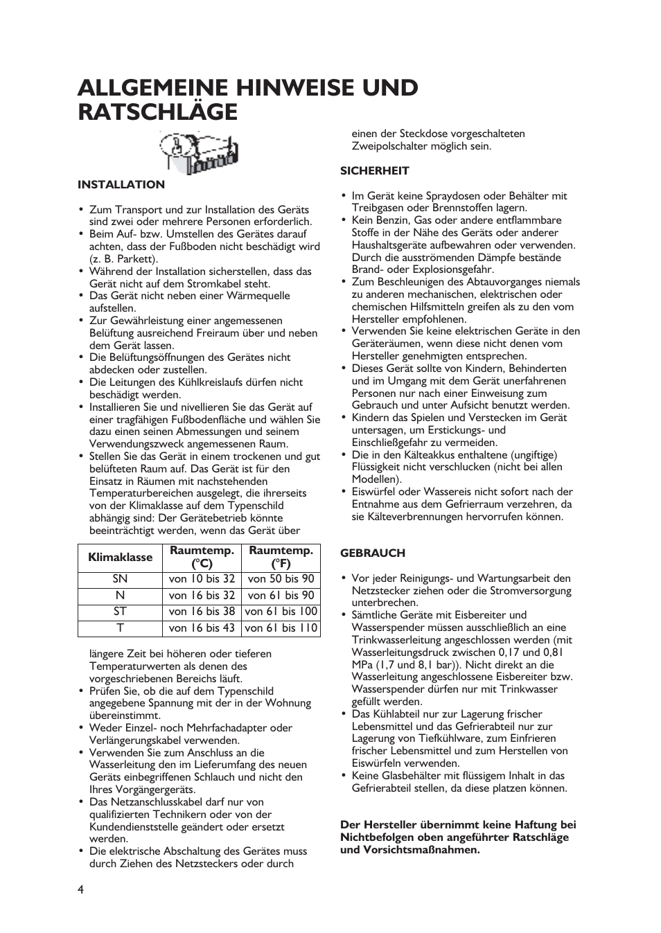 Allgemeine hinweise und ratschläge | Whirlpool ARG 340 /A-LH User Manual | Page 4 / 20