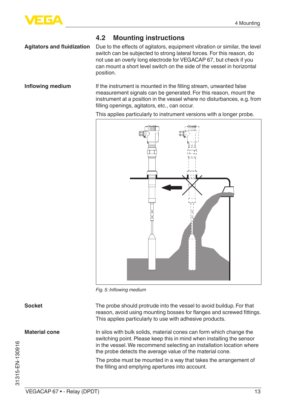 2 mounting instructions | VEGA VEGACAP 67 - Relay (DPDT) User Manual | Page 13 / 36