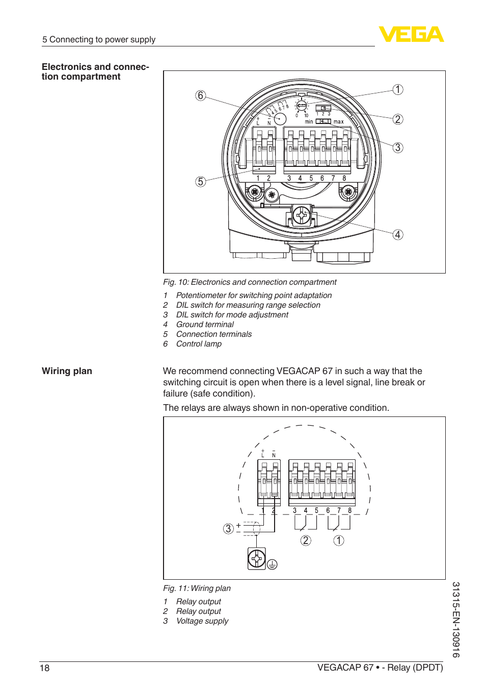 VEGA VEGACAP 67 - Relay (DPDT) User Manual | Page 18 / 36