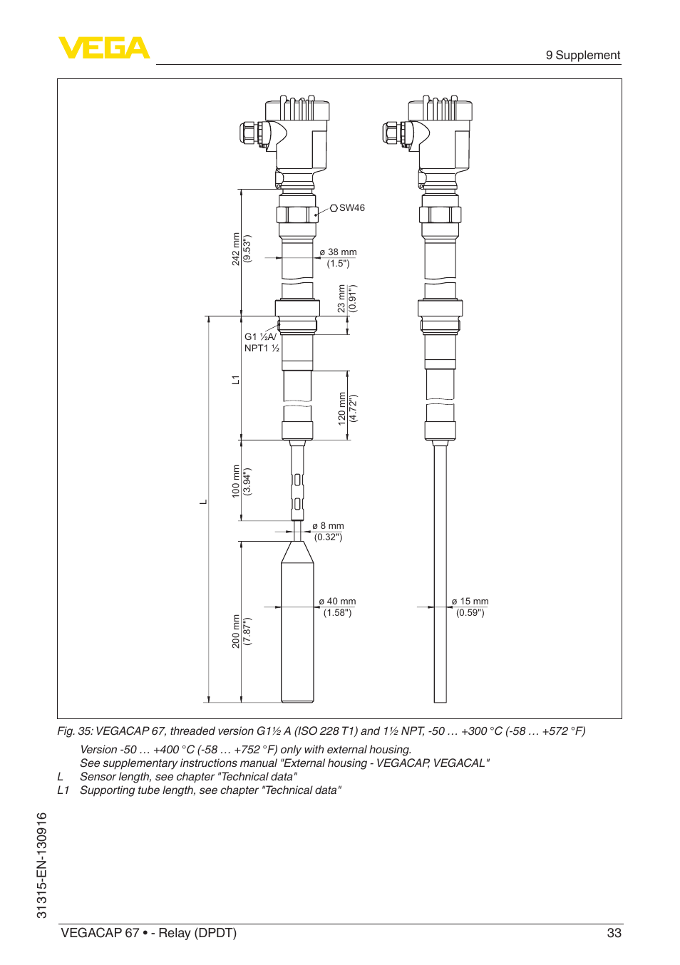 VEGA VEGACAP 67 - Relay (DPDT) User Manual | Page 33 / 36