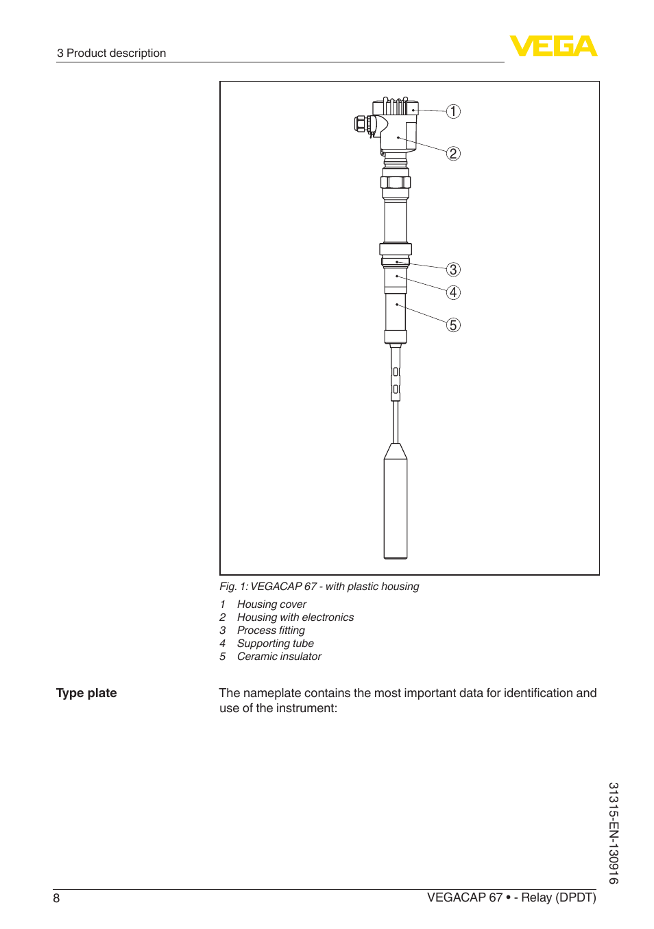 VEGA VEGACAP 67 - Relay (DPDT) User Manual | Page 8 / 36