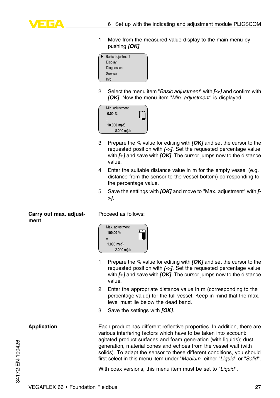VEGA VEGAFLEX 66 (-20…+250°C) Foundation Fieldbus User Manual | Page 27 / 64
