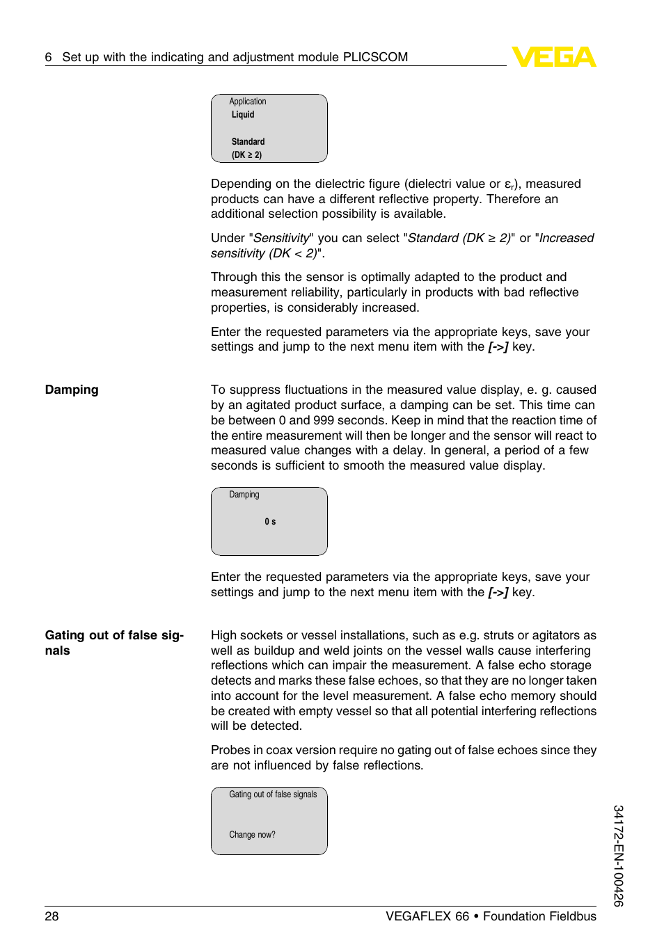 VEGA VEGAFLEX 66 (-20…+250°C) Foundation Fieldbus User Manual | Page 28 / 64