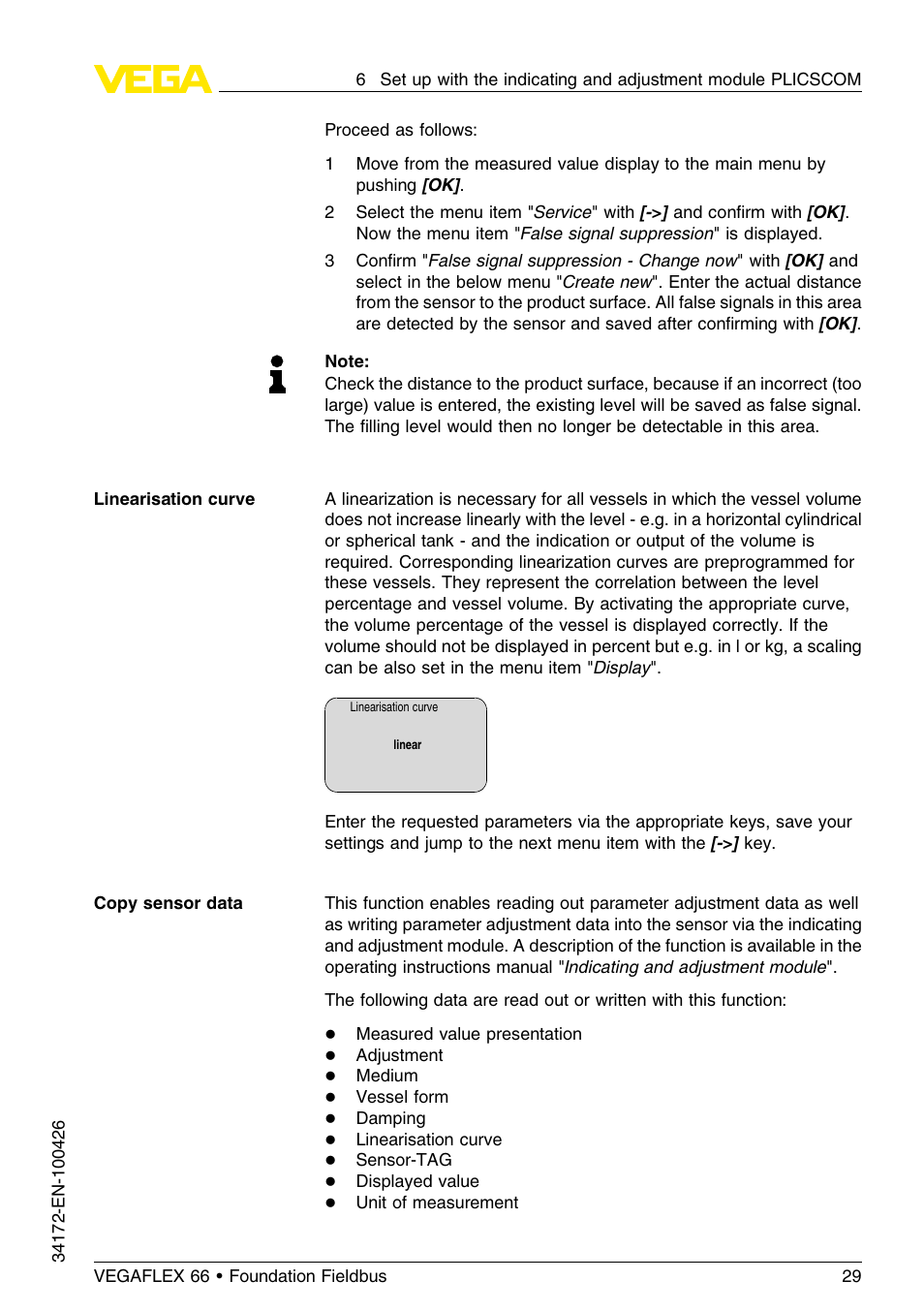 VEGA VEGAFLEX 66 (-20…+250°C) Foundation Fieldbus User Manual | Page 29 / 64