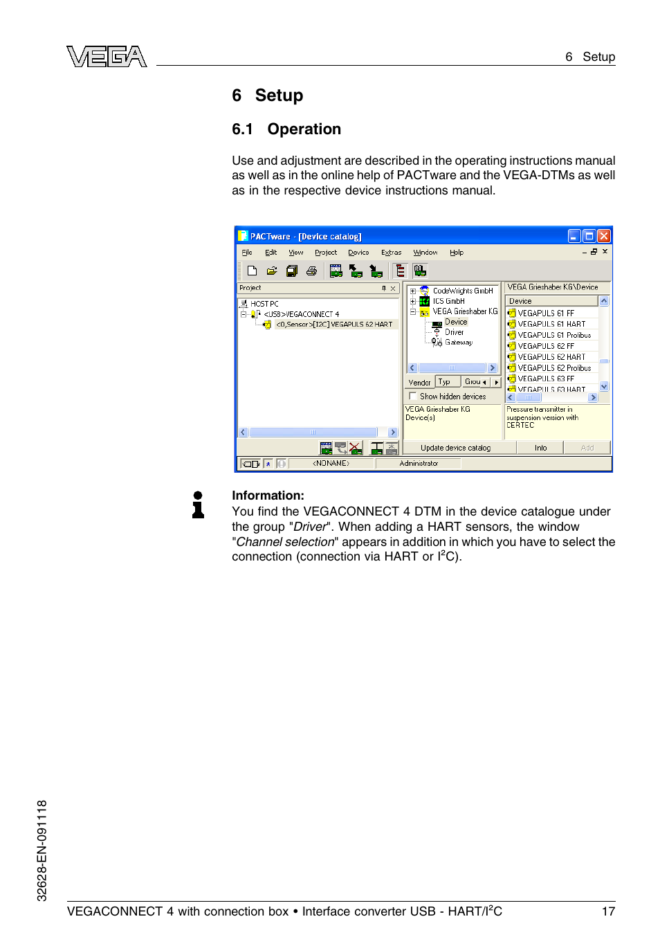 0 setup, 1 operation, 6 setup | VEGA VEGACONNECT 4 User Manual | Page 17 / 24