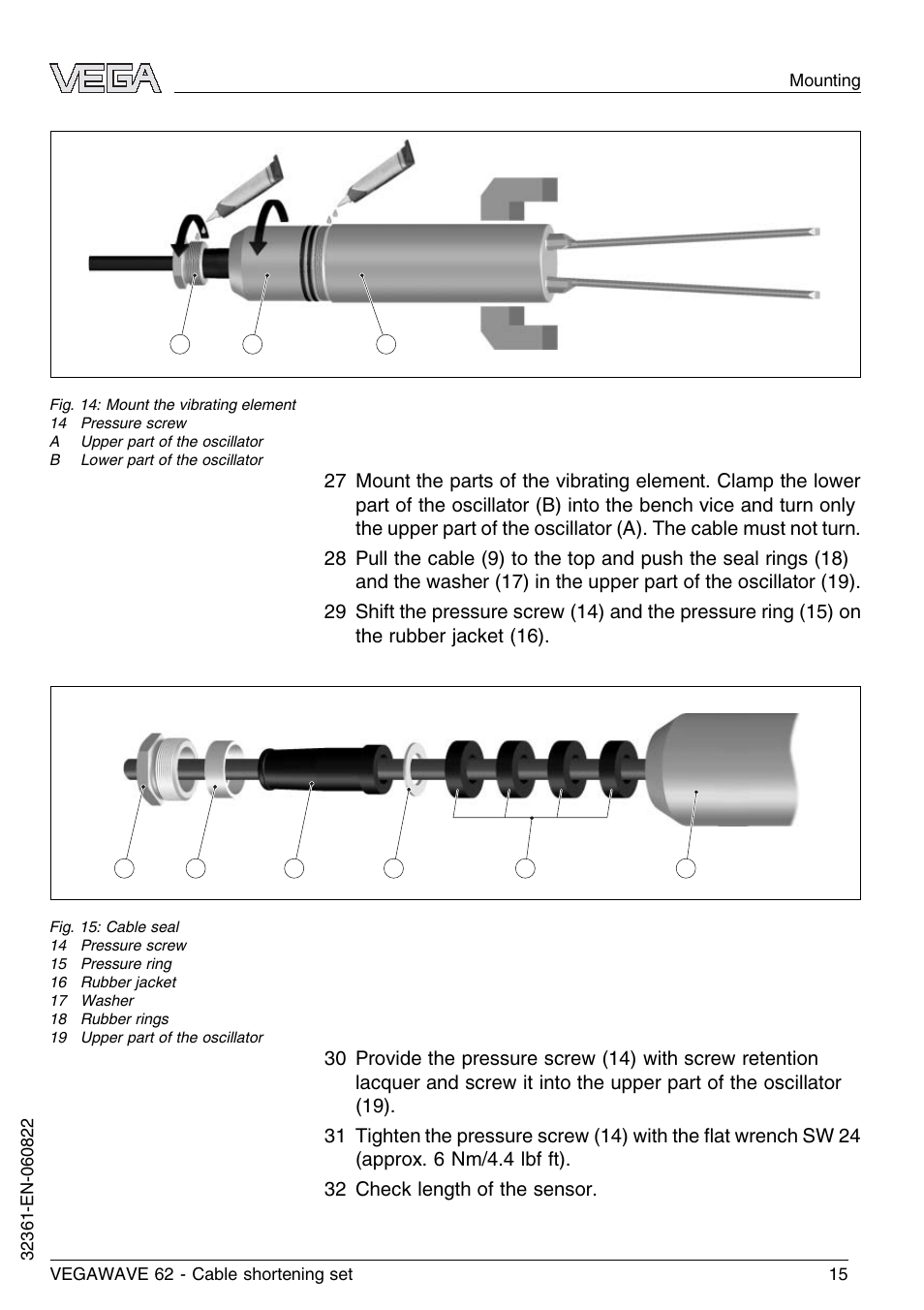 VEGA VEGAWAVE 62 Cable shortening set User Manual | Page 15 / 20