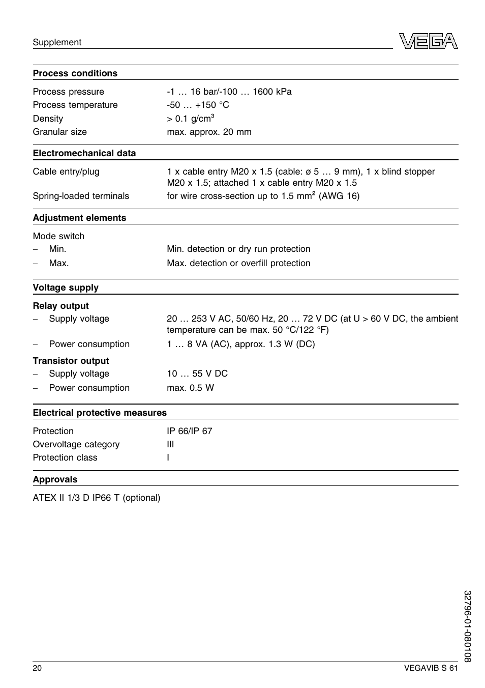 VEGA VEGAVIB S 61 User Manual | Page 20 / 48