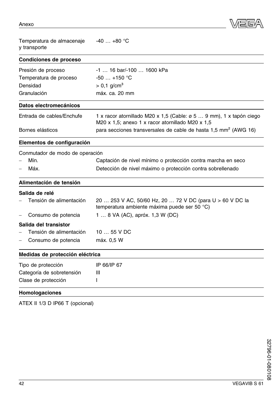 VEGA VEGAVIB S 61 User Manual | Page 42 / 48