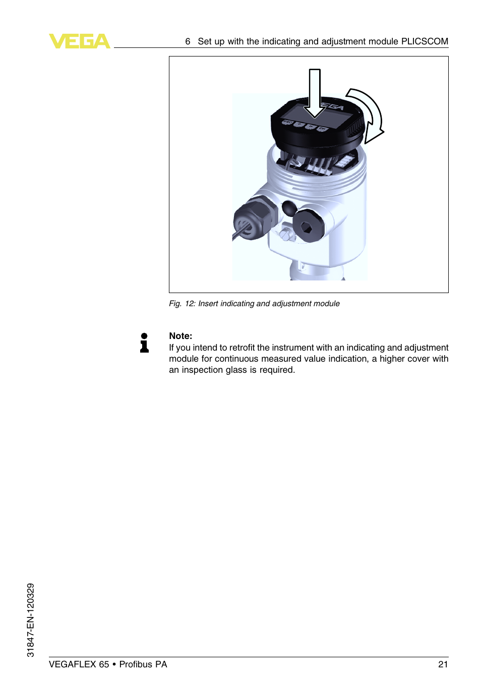 VEGA VEGAFLEX 65 Profibus PA User Manual | Page 21 / 56