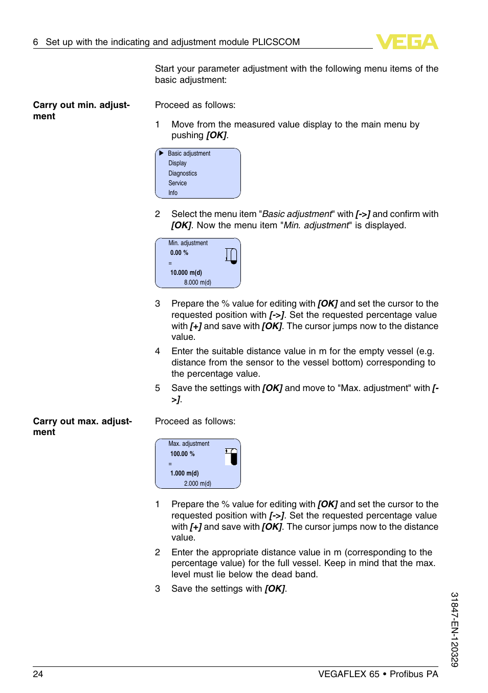 VEGA VEGAFLEX 65 Profibus PA User Manual | Page 24 / 56