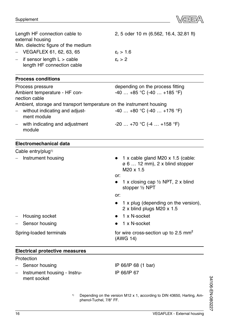 VEGA VEGAFLEX series 60 - External housing User Manual | Page 16 / 20