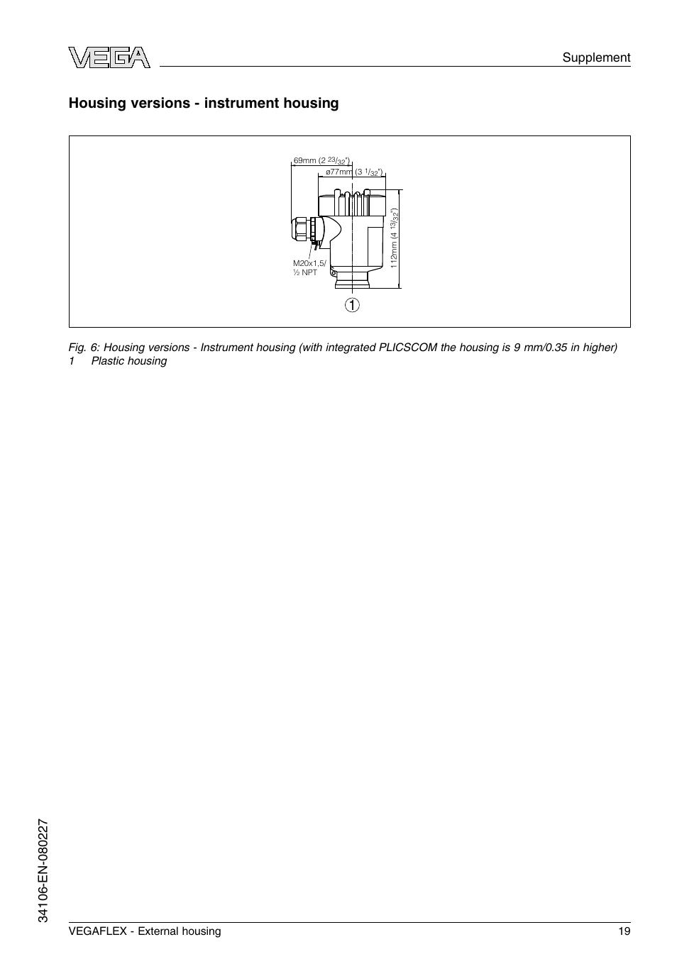 Housing versions - instrument housing | VEGA VEGAFLEX series 60 - External housing User Manual | Page 19 / 20