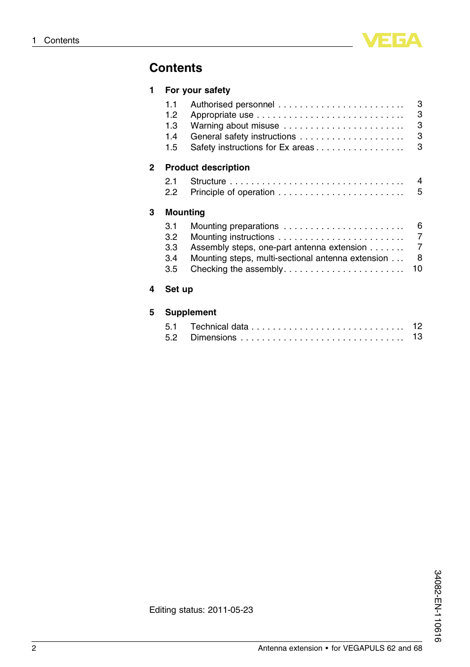 VEGA VEGAPULS 68 Antenna extension User Manual | Page 2 / 20