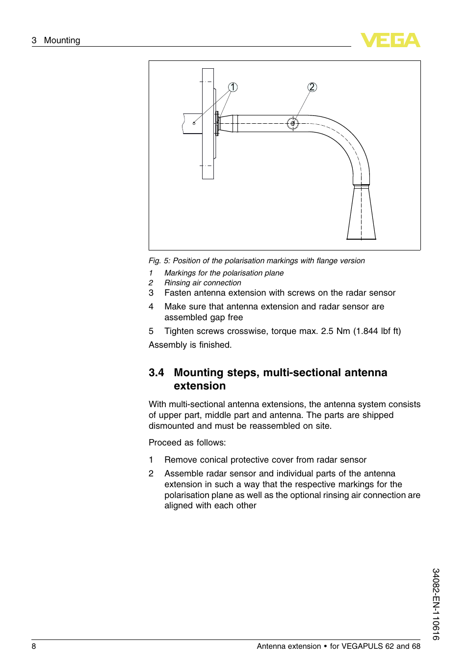 VEGA VEGAPULS 68 Antenna extension User Manual | Page 8 / 20