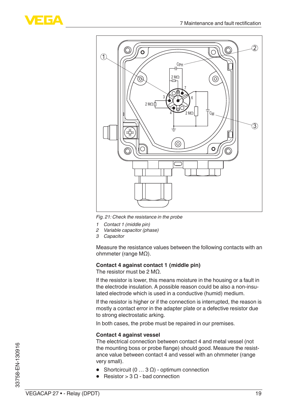 VEGA VEGACAP 27 - Relay (DPDT) User Manual | Page 19 / 32