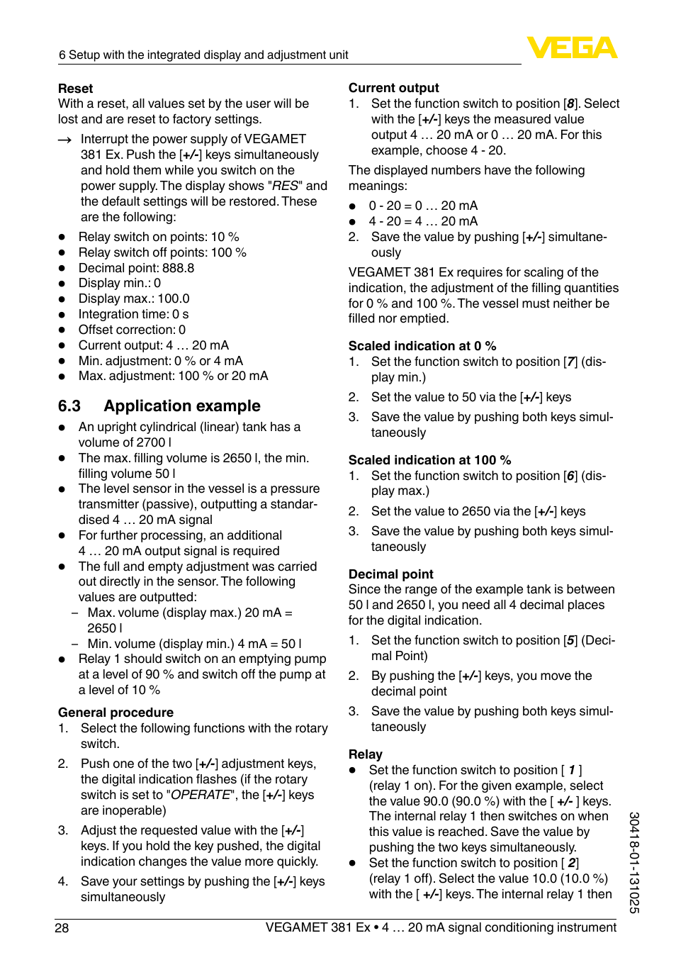 VEGA VEGAMET 381 Ex User Manual | Page 28 / 72
