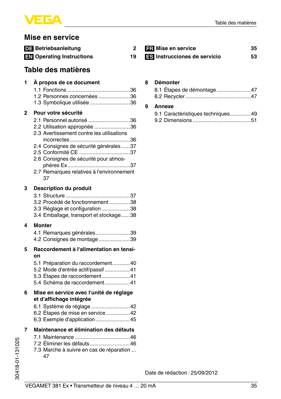 VEGA VEGAMET 381 Ex User Manual | Page 35 / 72