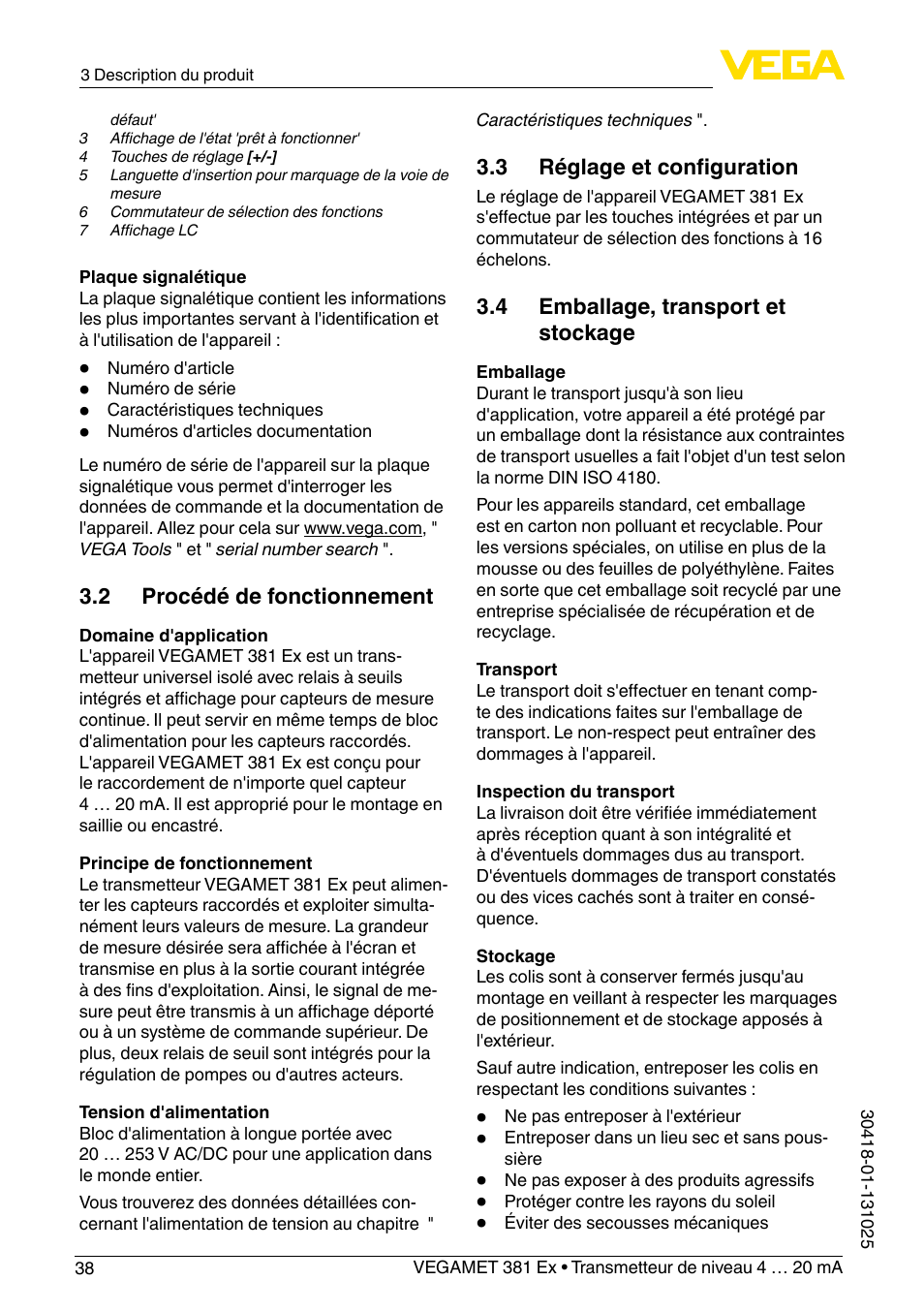 VEGA VEGAMET 381 Ex User Manual | Page 38 / 72