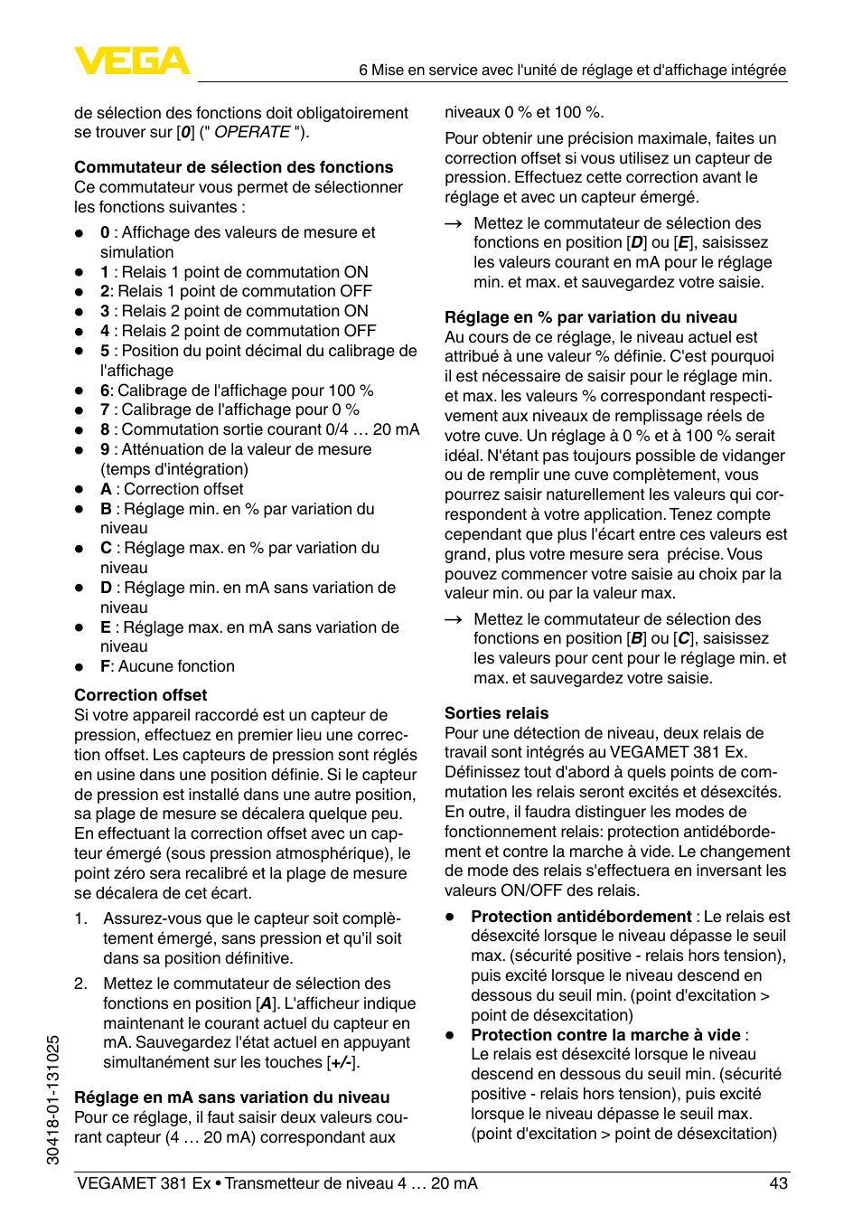 VEGA VEGAMET 381 Ex User Manual | Page 43 / 72