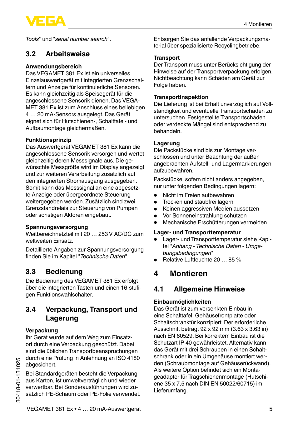 4 montieren | VEGA VEGAMET 381 Ex User Manual | Page 5 / 72