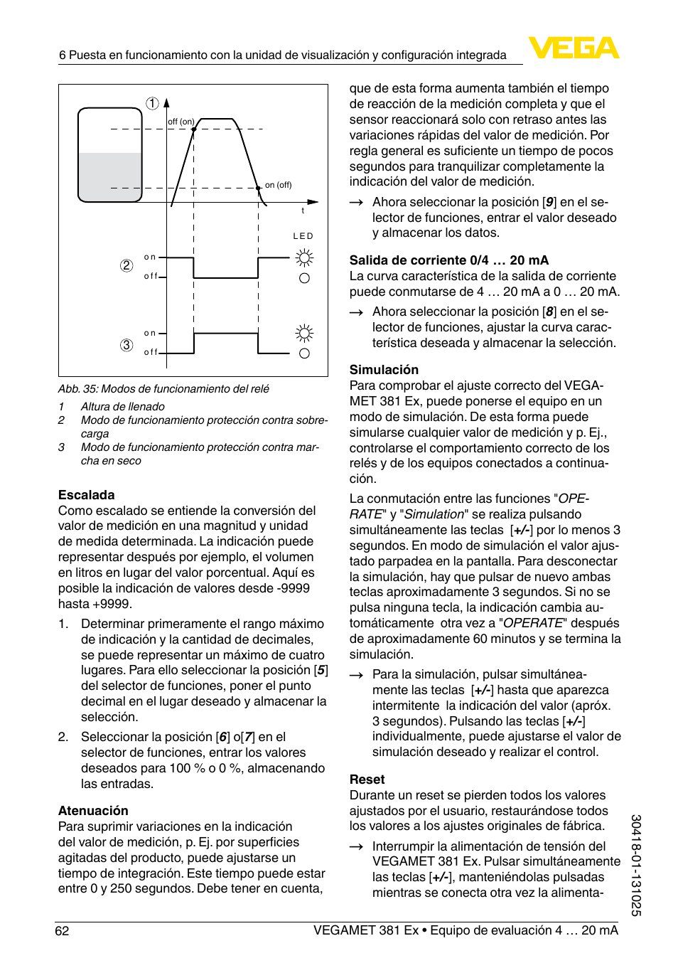 VEGA VEGAMET 381 Ex User Manual | Page 62 / 72