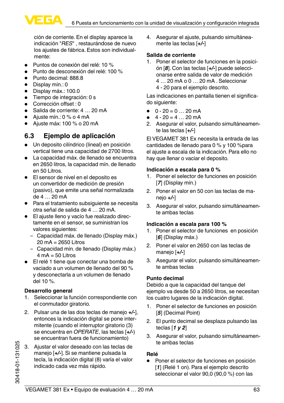 VEGA VEGAMET 381 Ex User Manual | Page 63 / 72