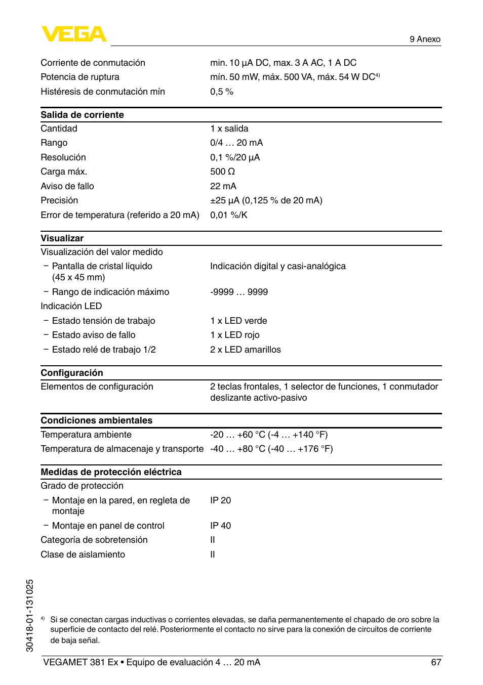 VEGA VEGAMET 381 Ex User Manual | Page 67 / 72