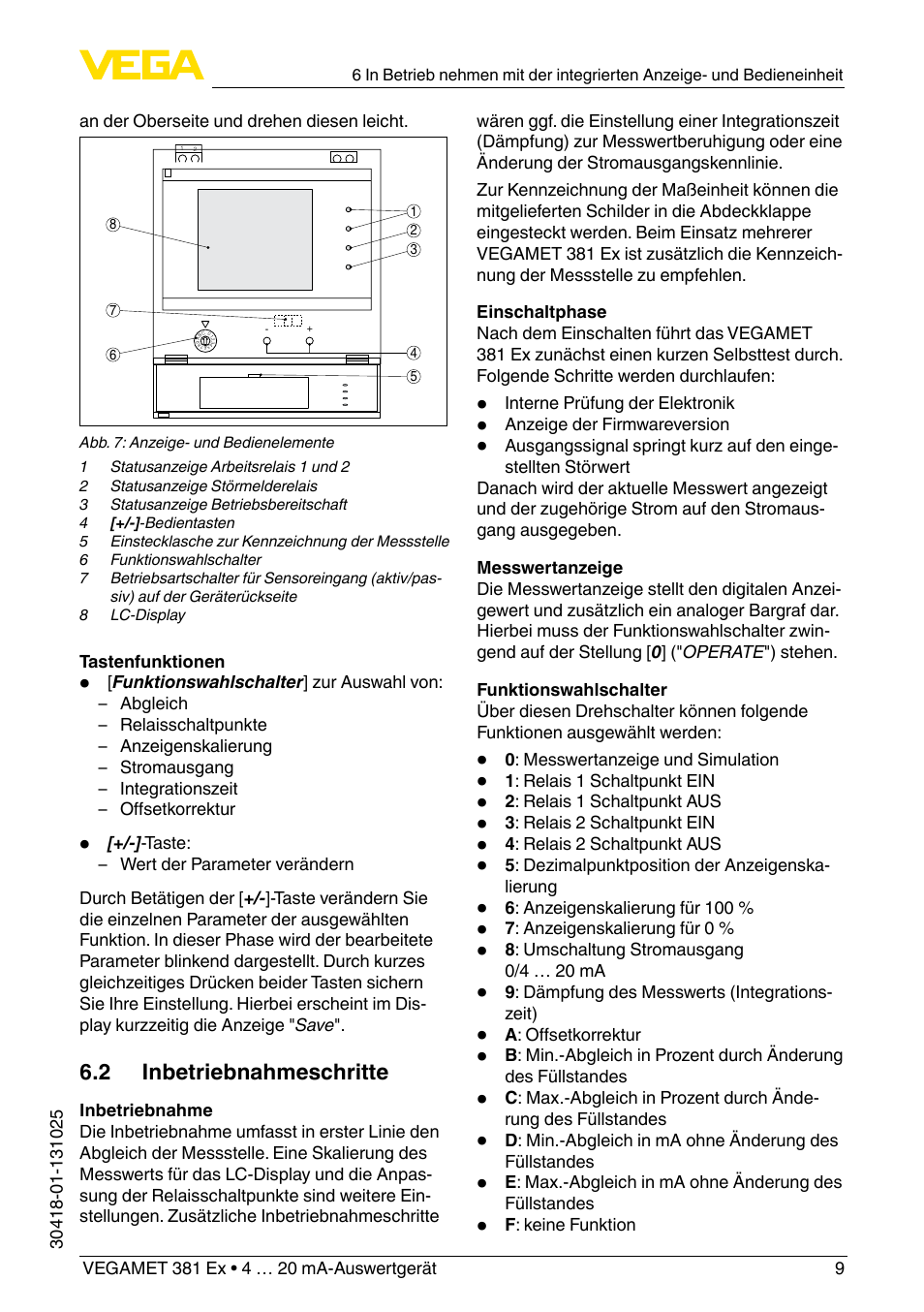 2 inbetriebnahmeschritte | VEGA VEGAMET 381 Ex User Manual | Page 9 / 72