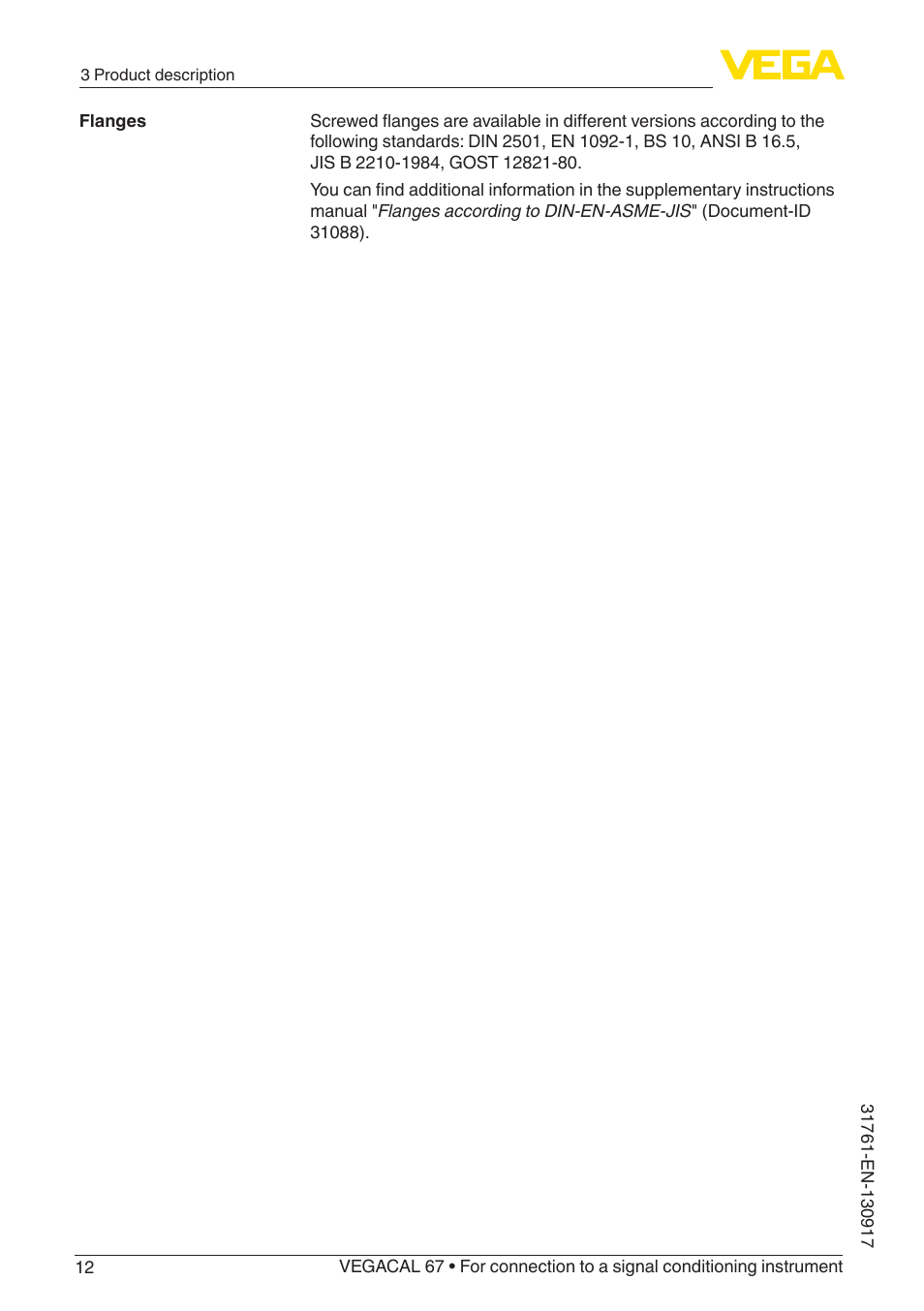 VEGA VEGACAL 67 For connection to a signal conditioning instrument User Manual | Page 12 / 36