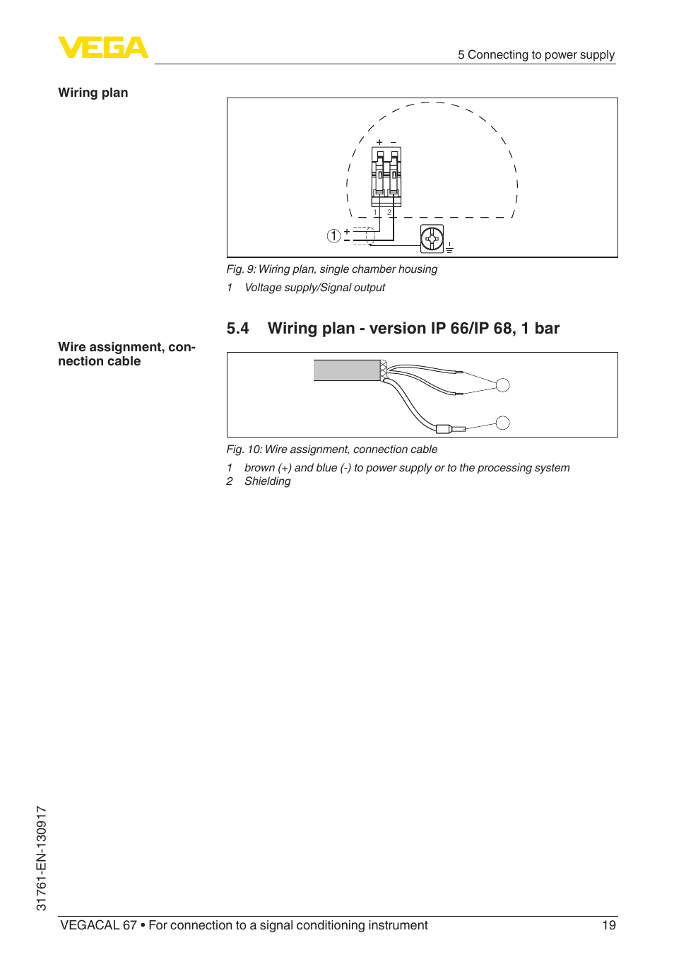 VEGA VEGACAL 67 For connection to a signal conditioning instrument User Manual | Page 19 / 36