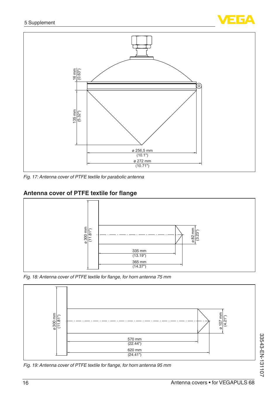 Antenna cover of ptfe textile for flange | VEGA VEGAPULS 68 Antenna covers User Manual | Page 16 / 20