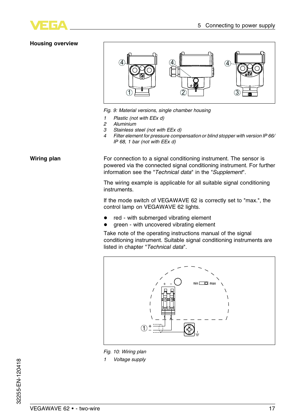 VEGA VEGAWAVE 62 - two-wire User Manual | Page 17 / 40