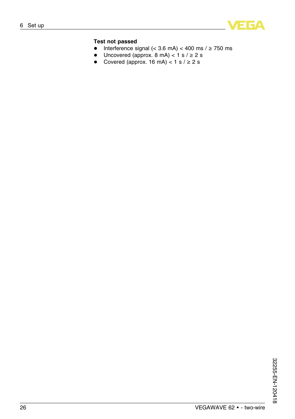 VEGA VEGAWAVE 62 - two-wire User Manual | Page 26 / 40