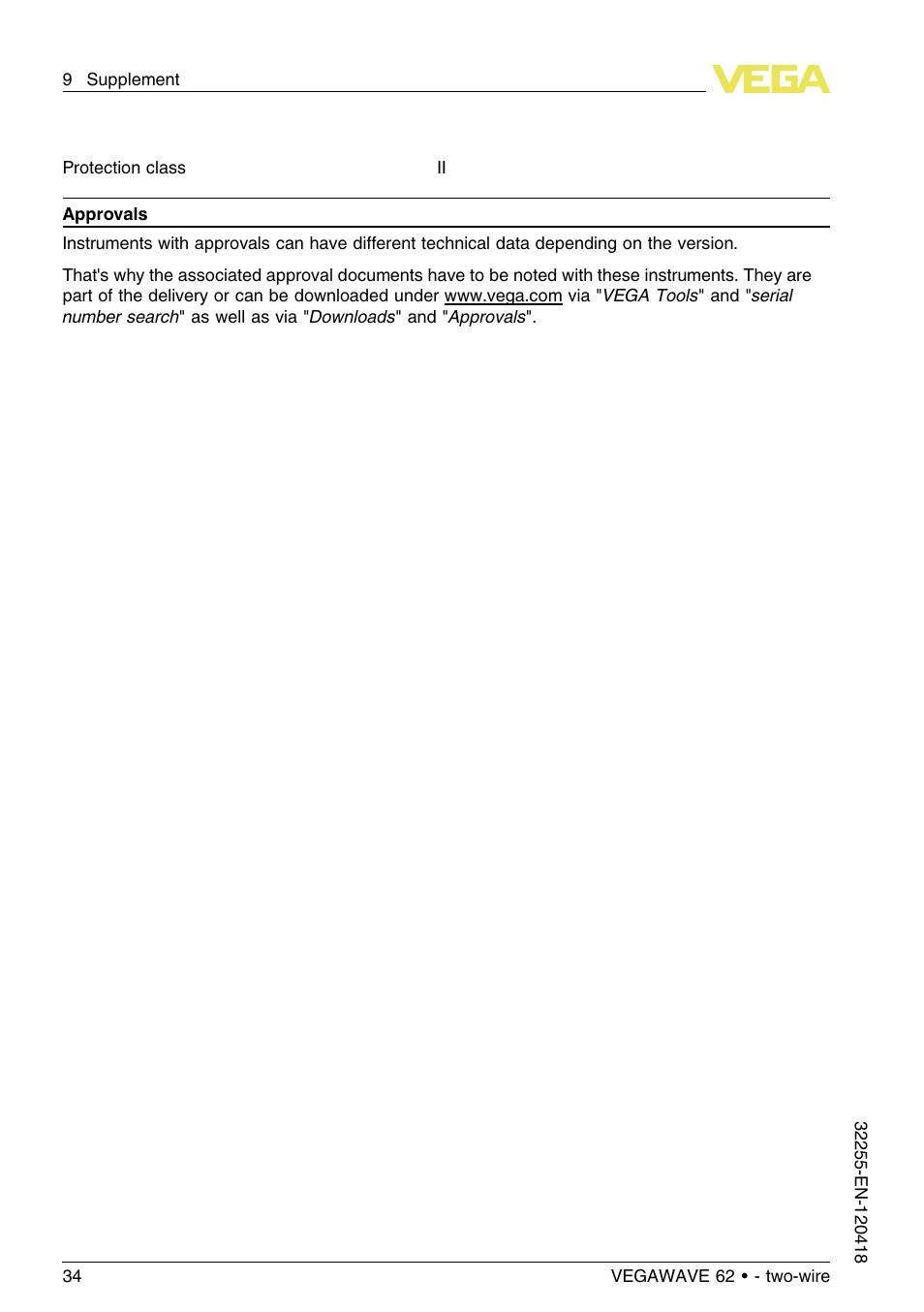 VEGA VEGAWAVE 62 - two-wire User Manual | Page 34 / 40