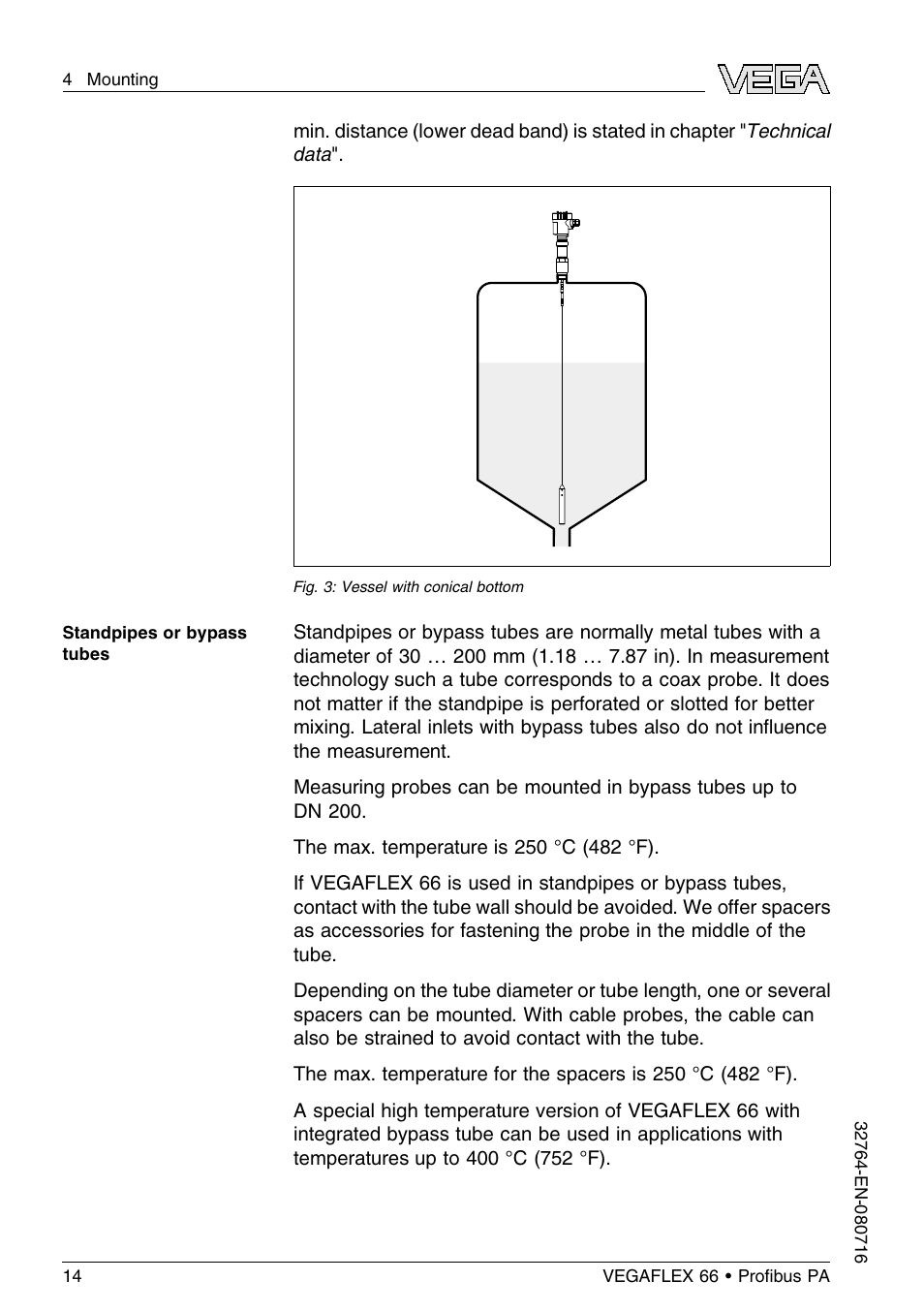 VEGA VEGAFLEX 66 (-110…+400°C) Profibus PA User Manual | Page 14 / 68