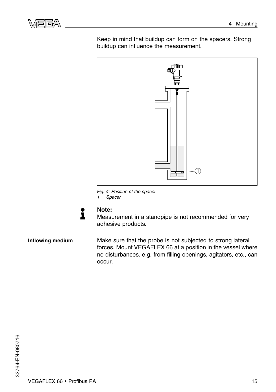 VEGA VEGAFLEX 66 (-110…+400°C) Profibus PA User Manual | Page 15 / 68