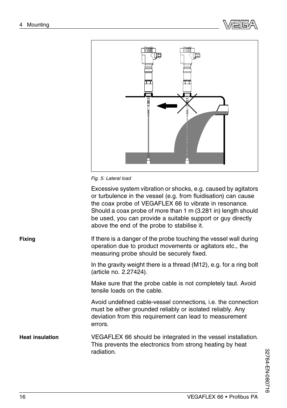 VEGA VEGAFLEX 66 (-110…+400°C) Profibus PA User Manual | Page 16 / 68