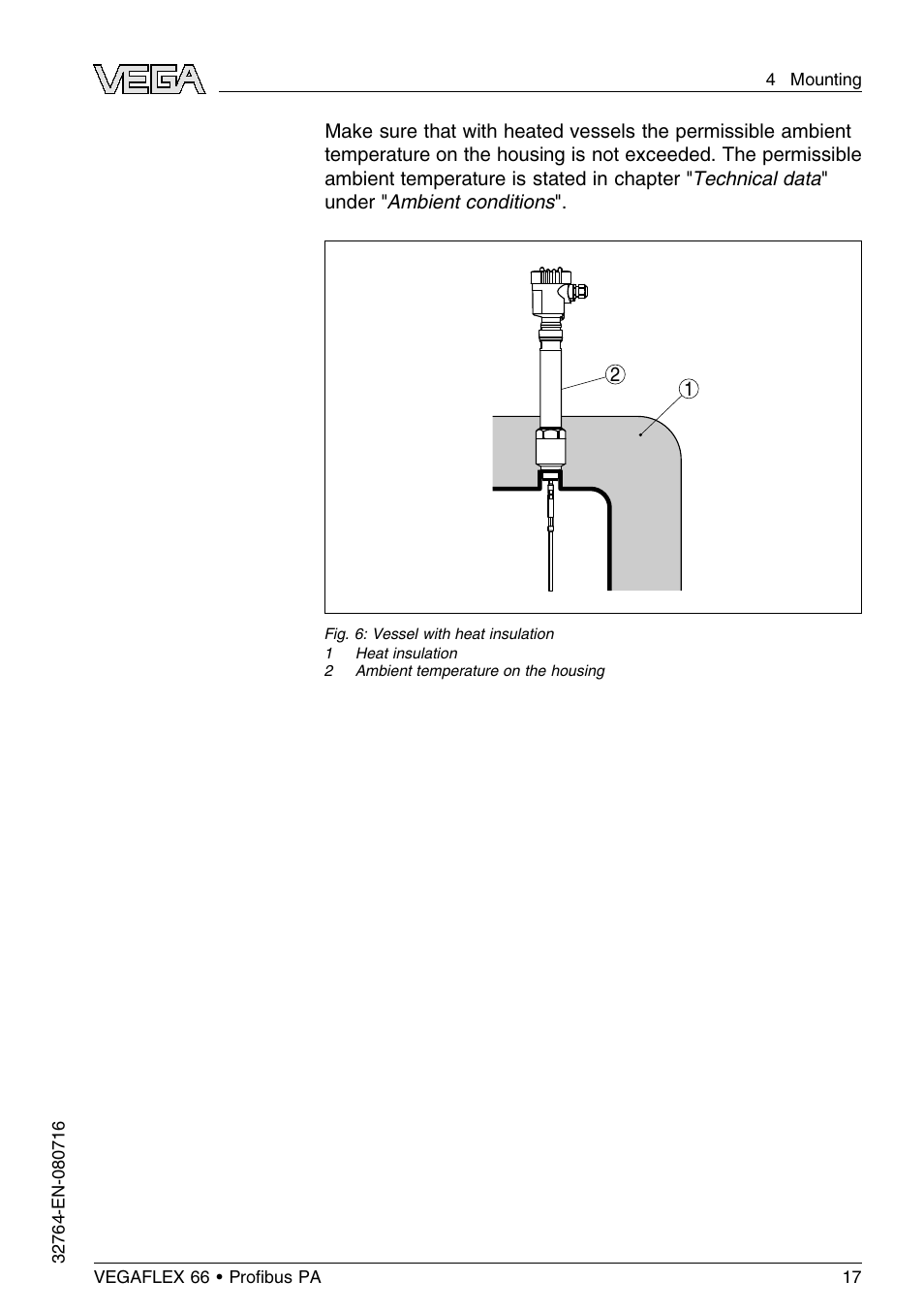 VEGA VEGAFLEX 66 (-110…+400°C) Profibus PA User Manual | Page 17 / 68