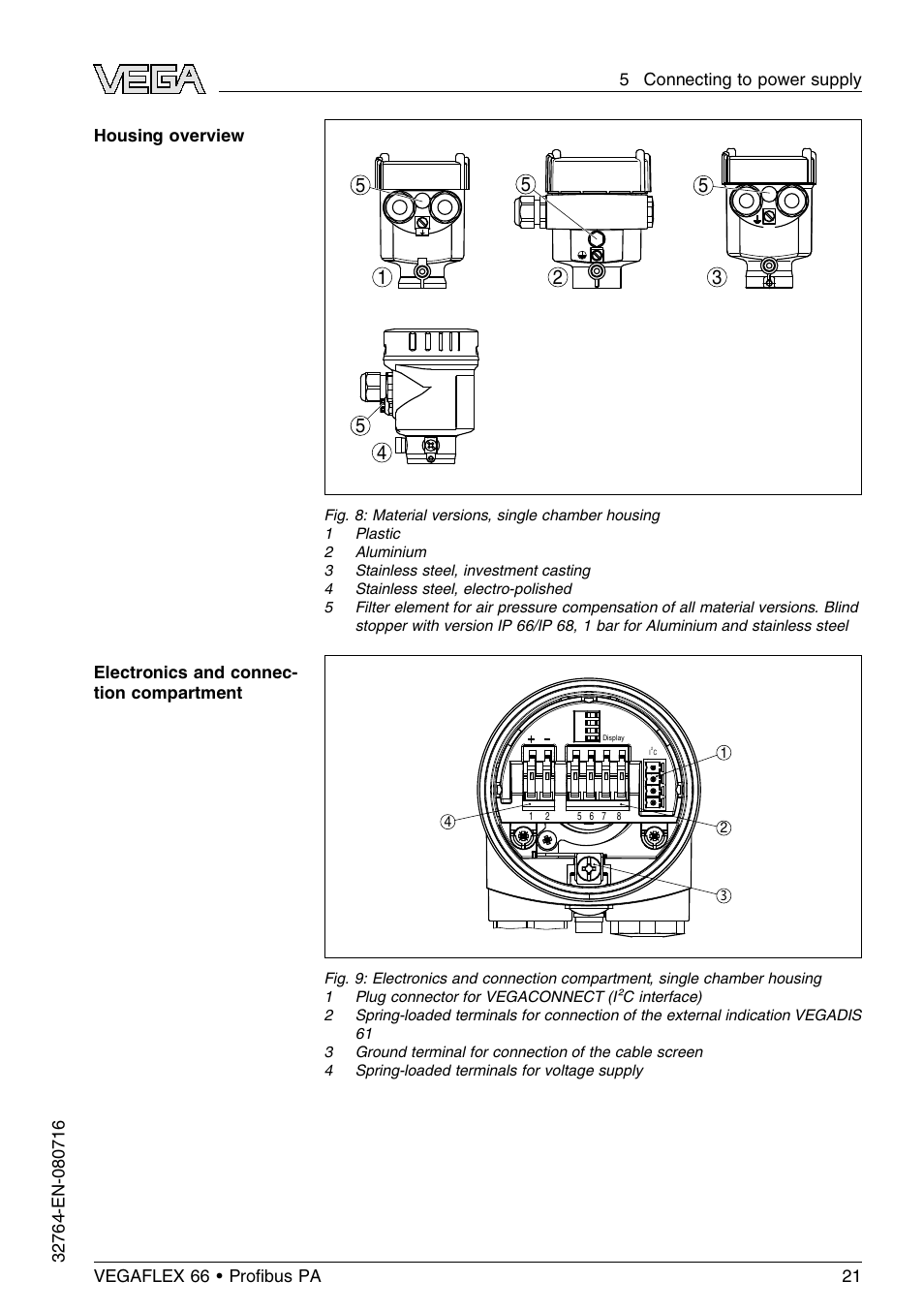 VEGA VEGAFLEX 66 (-110…+400°C) Profibus PA User Manual | Page 21 / 68