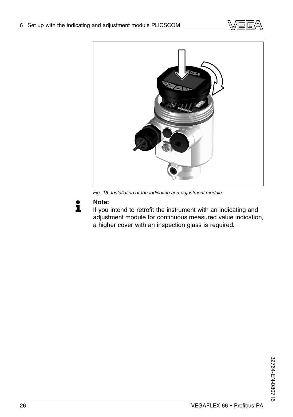VEGA VEGAFLEX 66 (-110…+400°C) Profibus PA User Manual | Page 26 / 68