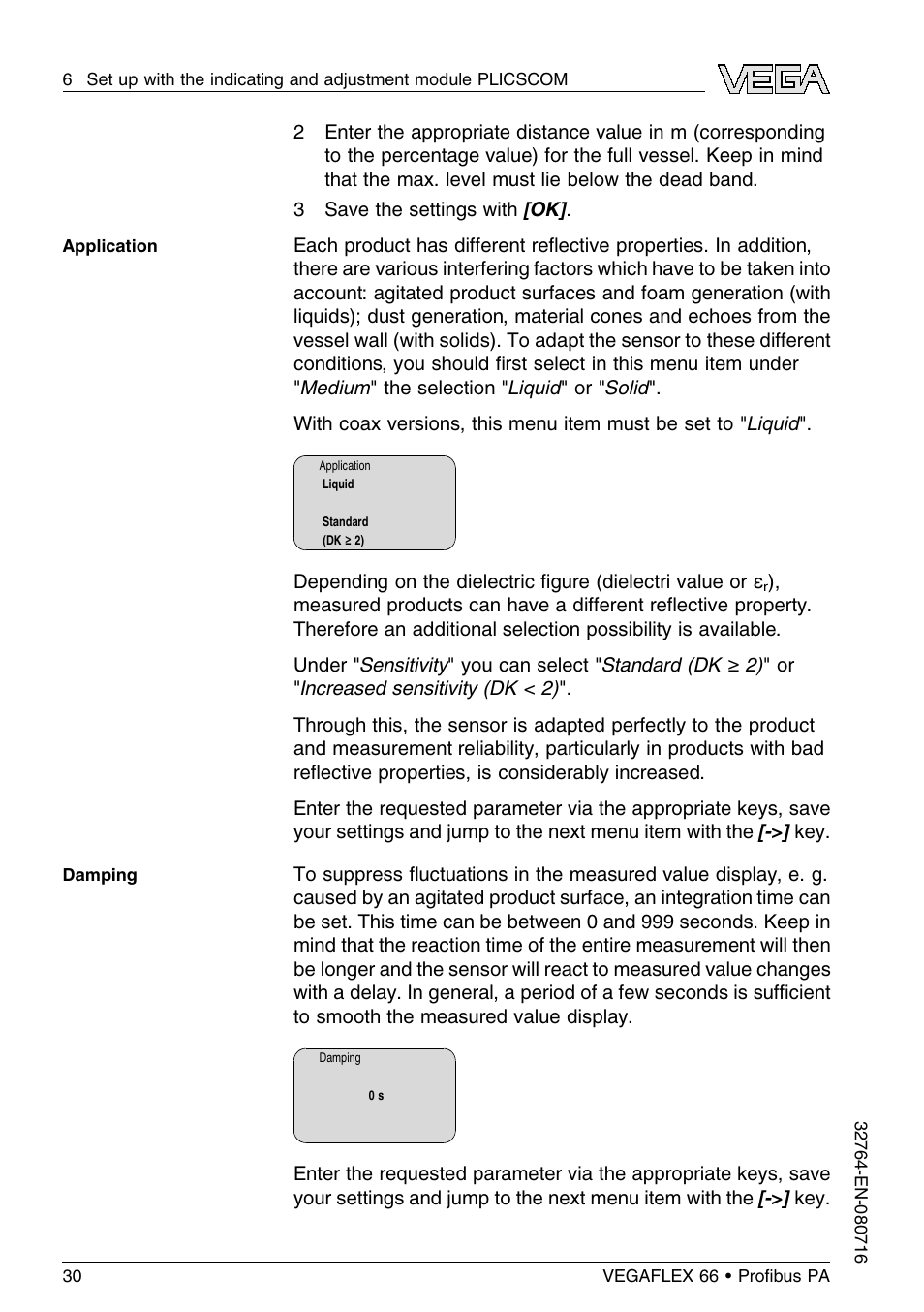 VEGA VEGAFLEX 66 (-110…+400°C) Profibus PA User Manual | Page 30 / 68