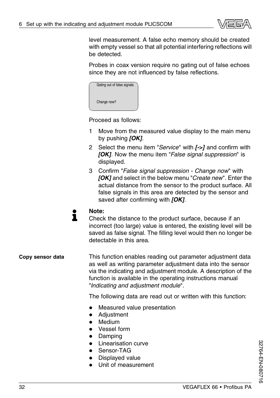 VEGA VEGAFLEX 66 (-110…+400°C) Profibus PA User Manual | Page 32 / 68
