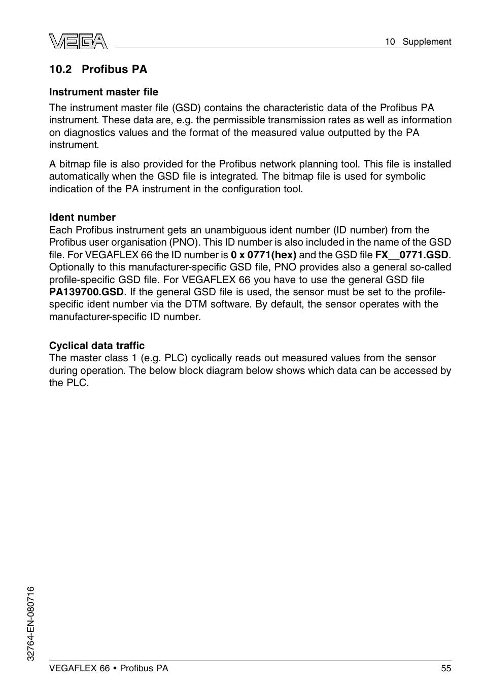 2 profibus pa | VEGA VEGAFLEX 66 (-110…+400°C) Profibus PA User Manual | Page 55 / 68